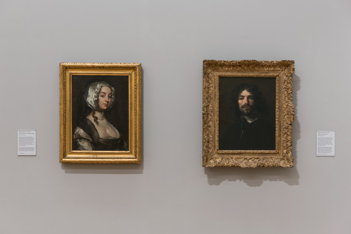 Installation view of William Dobson’s Portrait of The Artist’s Wife c.1635-40 and Self Portrait c.1635-40 at Tate Britain. Photo © Tate (Joe Humphrys)